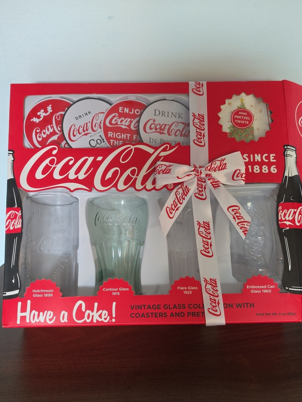 Coca Cola Red Gift Set - Vintage Glasses with Coasters